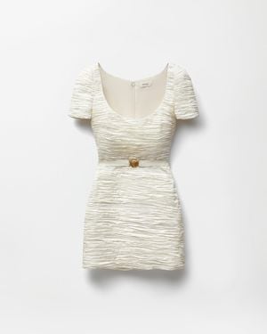 Versace Silk Satin Draped Mini Dress - White