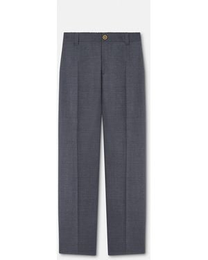Versace Micro-Checked Wool Jogger Trousers - Blue