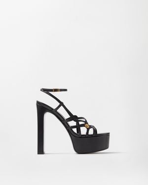 Versace Valentina Plateausandalen Aus Nappaleder 140 Mm - Weiß