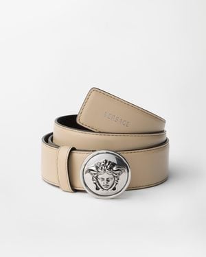 Versace Leather Belt 3.5 Cm - Natural