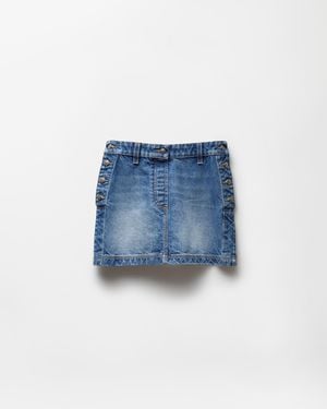 Versace Mini Jupe En Denim - Bleu