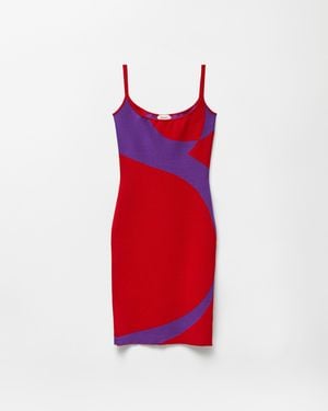 Versace Stretch Wool Knit Mini Dress - Red