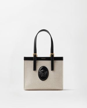 Versace Rivière Mini-Tote Bag Aus Canvas - Weiß