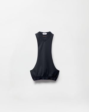 Versace Cotton-Cashmere Knit Tank Top - Blue