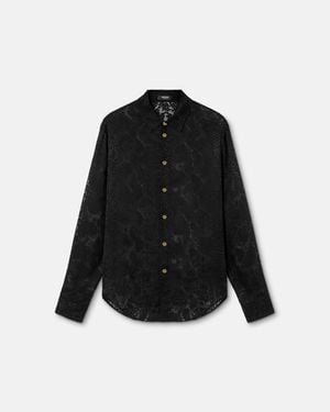 Versace Python-Devoré Silk-Blend Evening Shirt - Black