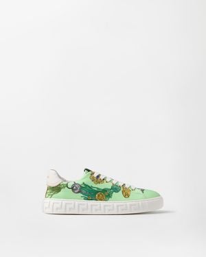 Versace Greca Baskets En Toile Imprimée - Vert
