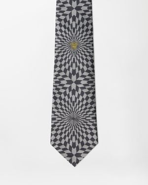Versace Corbata De Sarga De Seda En Jacquard - Blanco