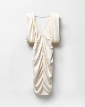 Versace Crêpe Marocaine Silk Midi Dress - Natural