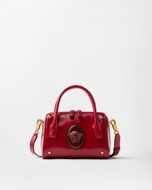 Versace Roomy Small Leather Boston Bag - Red