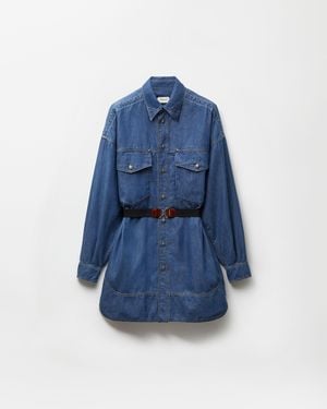 Versace Minikleid Aus Chambray - Blau