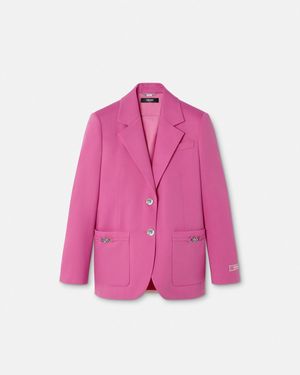 Versace Underwater Barocco Wool Boxy Blazer - Pink
