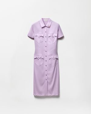 Versace Stretch Georgette Viscose Midi Dress - Purple