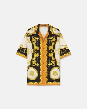 Versace Reguläres Hemd Aus Bedrucktem Seidentwill - Mettallic