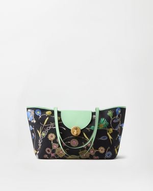 Versace Vivian Kleine Tote Bag Aus Bedrucktem Canvas - Grün