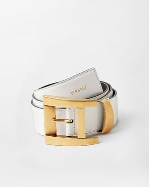 Versace Leather Belt 4 Cm - Metallic