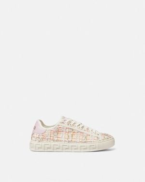 Versace Lurex Tweed Greca Trainers - Natural