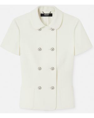 Versace Double-Wool Crêpe Fitted Jacket - White