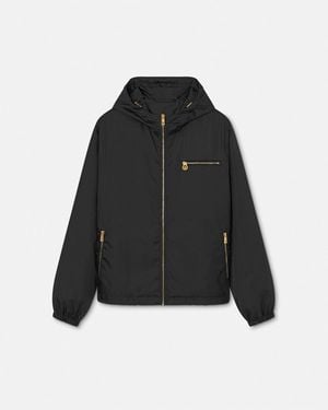 Versace Nylon Windbreaker Jacket, Brand Size 50 Us - Black