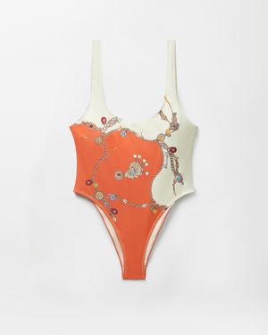 Versace Bañador De Una Pieza Con Estampado - Blanco
