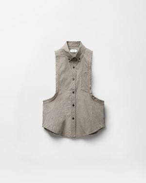 Versace Micro-Check Cotton-Poplin Sleeveless Shirt - Natural