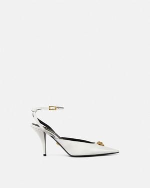 Versace 85Mm La Medusa-Head Pointed-Toe Pumps - White