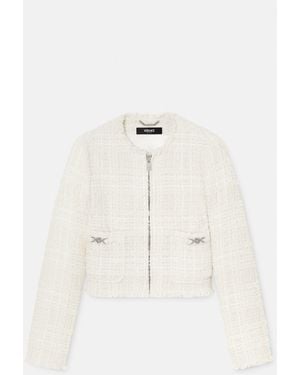 Versace Tweed Cotton Zipped Jacket - Natural