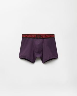 Versace Cotton-Jersey Long Trunks - Purple