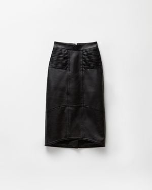 Versace Jupe Mi-Longue En Nappa - Noir