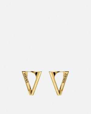 Versace V Drop Earrings - Metallic