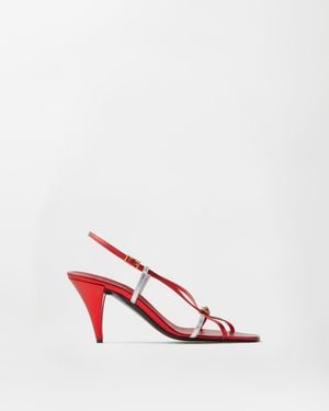 Versace Valentina Metallic Sandals 80 Mm - Pink