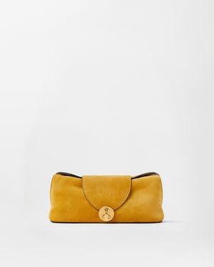 Versace Vivian Suede Clutch - Yellow