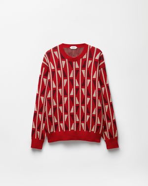 Versace Jacquard-Strickpullover Aus Wolle Und Kaschmir - Rot