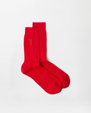 Versace Embroidered Cotton Ribbed Socks