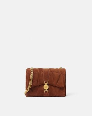 Versace Kleio Quilted Suede Shoulder Bag - Brown