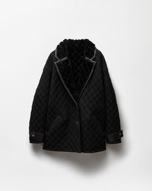 Versace Chaquetón Marinero Acolchado De Borreguillo - Negro