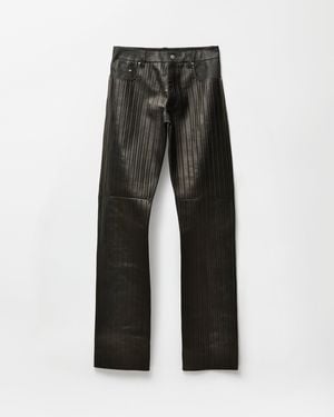 Versace Embossed Leather Trousers - Grey
