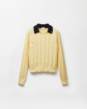 Versace Polo De Punto Trenzado De Algodón - Metálico