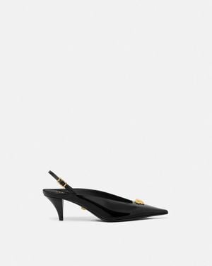 Versace Mules A Punta Con Testa Di Medusa - Nero