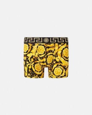 Versace Printed Jacquard Cotton-Jersey Long Trunks - Metallic