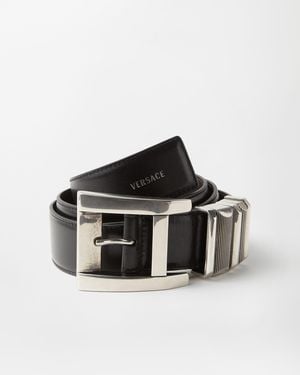 Versace Leather Belt 4 Cm - Black