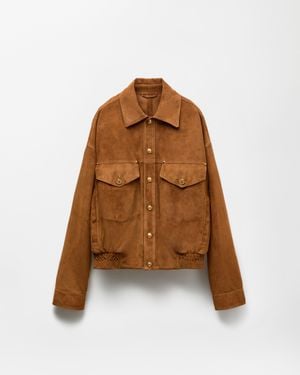 Versace Chaqueta Bomber De Ante - Marrón