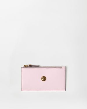 Versace Emblème Leather Zip Card Holder - Pink