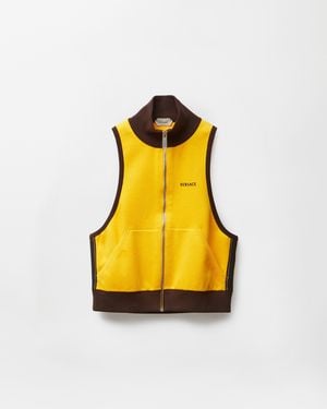 Versace Double Cotton Nylon Zip Vest - Yellow
