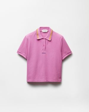 Versace Polo En Piqué De Coton À Logo - Rose