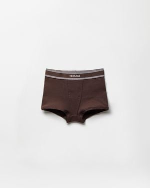 Versace Bóxers De Punto De Algodón Acanalado - Blanco