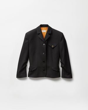 Versace Draped Grain De Poudre Wool Jacket - Black