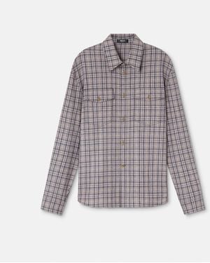Versace Checked Pattern Shirt - Gray