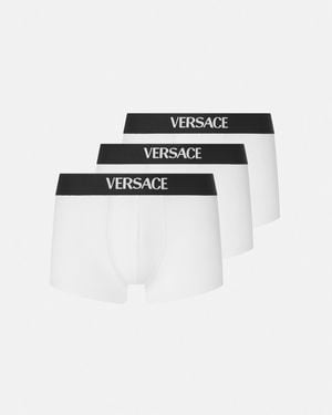 Versace Set 3 Boxer Aderenti Logo - Bianco
