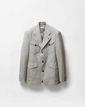 Versace Wool Boxy Blazer - Gray