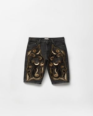 Versace Vaqueros Cortos Con Bordado - Blanco
